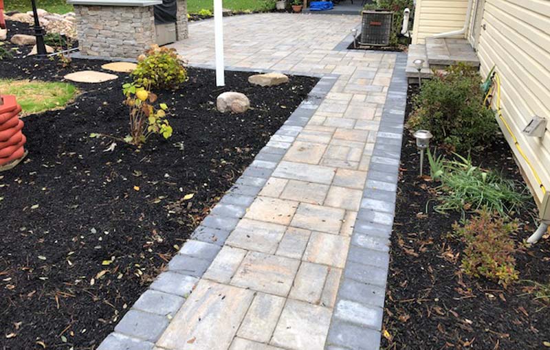 stone walkway and landscaping