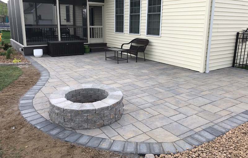 stone fire pit and patio