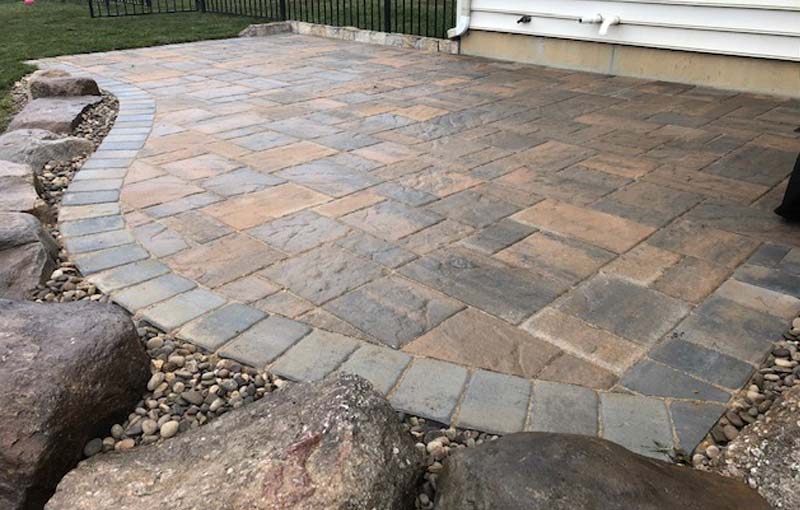 stone patio and landscaping