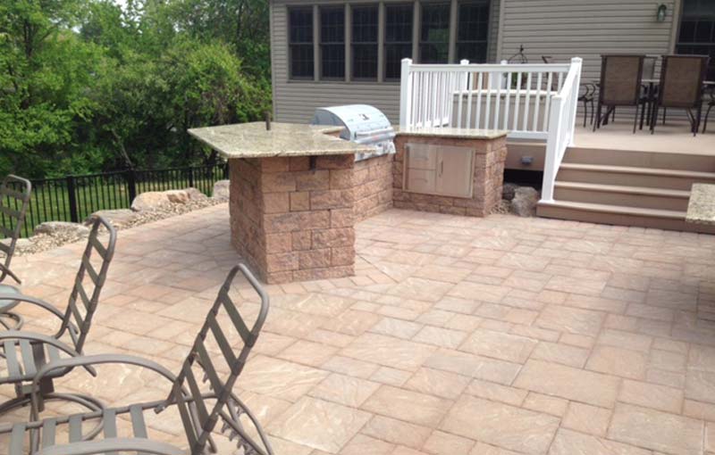 stone grill and custom patio
